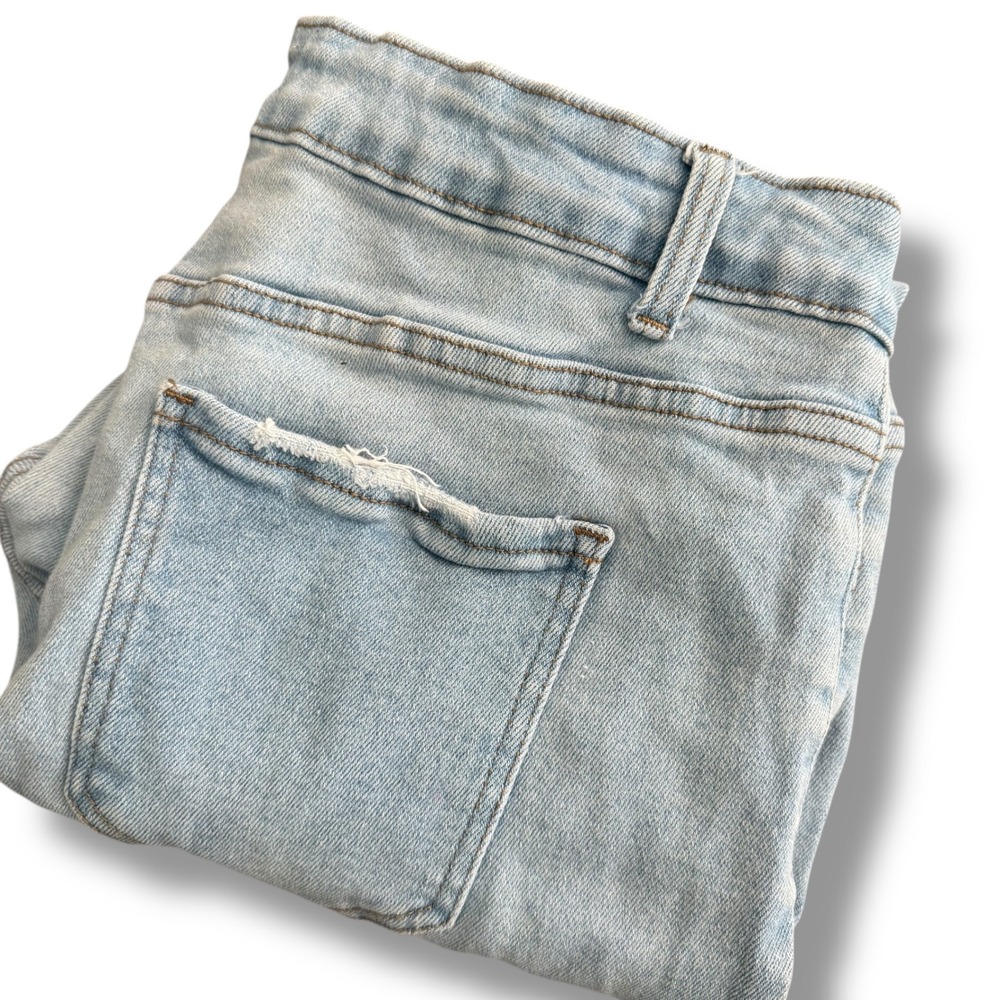 Haute‎ Curve Jeans Womens Size 22 Light Wash Button Fly Frayed Hem Denim